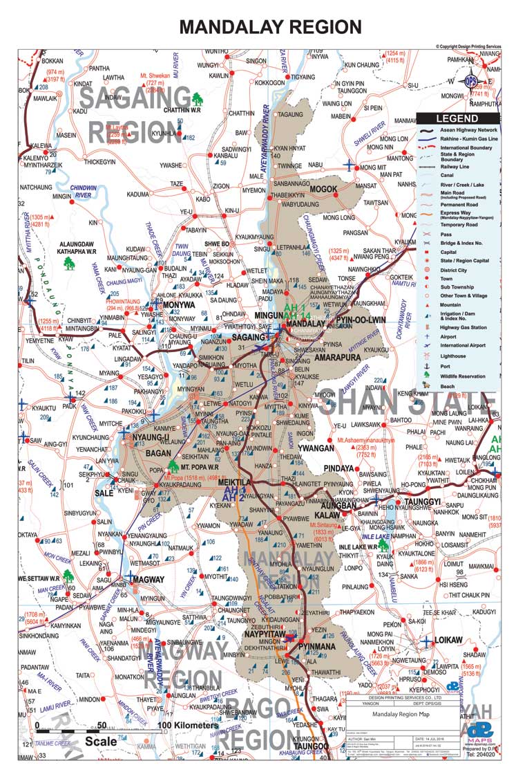 Mandalay State & Region Map English Version