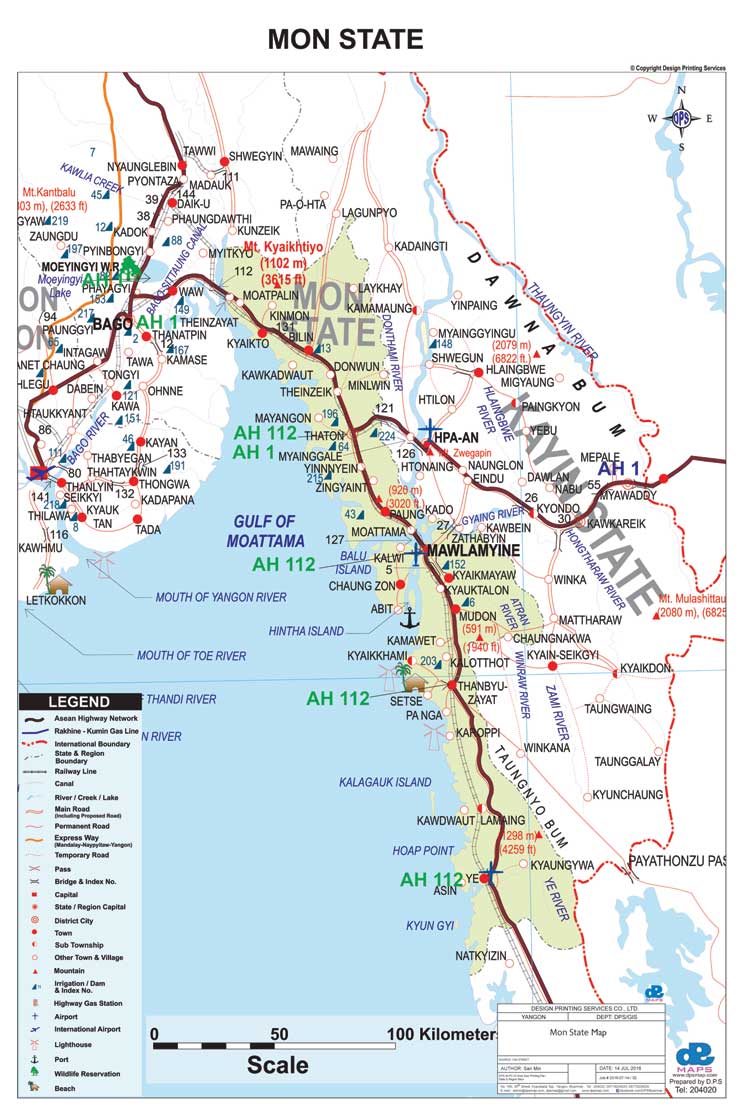 Mon State & Region Map English Version