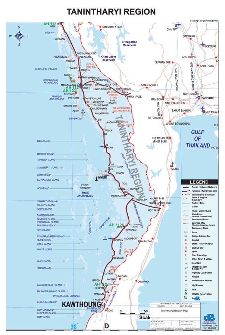 Tanintharyi State & Region Map English Version